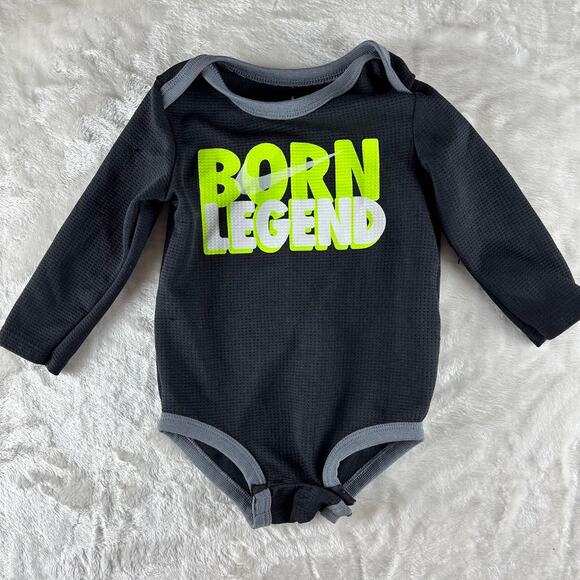 Nike Dri-Fit Bodysuit Baby 12M "Born Legend" Long Sleeve Black - Picture 1 of 6
